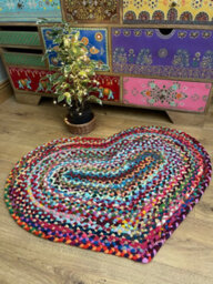 Second Nature Online Prem Love Heart Rug In Multi Colour Recycled Fabric 60 Cm X 90 Cm / Default Title - thumbnail 6