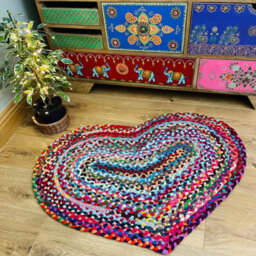 Second Nature Online Prem Love Heart Rug In Multi Colour Recycled Fabric 60 Cm X 90 Cm / Default Title - thumbnail 7