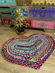 Second Nature Online Prem Love Heart Rug In Multi Colour Recycled Fabric 60 Cm X 90 Cm / Default Title - thumbnail 8