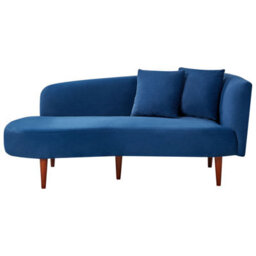 Beliani Right Hand Chaise Lounge Chaumont Velvet Navy Blue