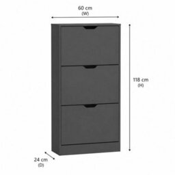 Grey Designs 3-Drawer Bedroom Hallway Shoe Cabinet Storage - thumbnail 2