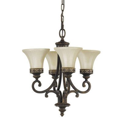 Elstead Drawing Room Multi Arm Chandelier 4 Light Walnut Finish, E27