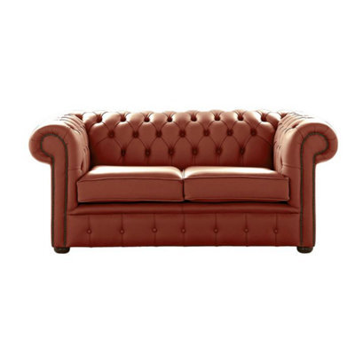 Chesterfield 2 Seater Shelly Spice Leather Sofa Settee Bespoke In Classic Style - image 1