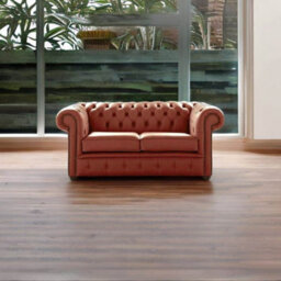 Chesterfield 2 Seater Shelly Spice Leather Sofa Settee Bespoke In Classic Style - thumbnail 3