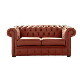 Chesterfield 2 Seater Shelly Spice Leather Sofa Settee Bespoke In Classic Style - thumbnail 1
