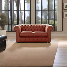 Chesterfield 2 Seater Shelly Spice Leather Sofa Settee Bespoke In Classic Style - thumbnail 2