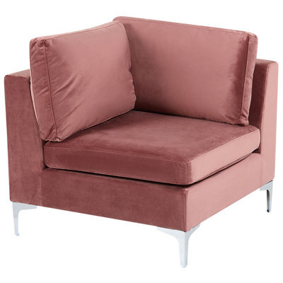 Beliani Corner Seat Evja Pink Velvet - image 1