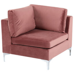 Beliani  Corner Seat Evja Pink Velvet - thumbnail 1