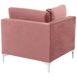 Beliani  Corner Seat Evja Pink Velvet - thumbnail 5