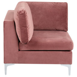 Beliani  Corner Seat Evja Pink Velvet - thumbnail 4