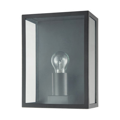 Happy Homewares Modern Exterior Flush Wall Light Lantern In Matte Black With Clear Glass Panels - image 1
