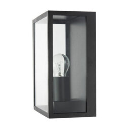 Happy Homewares Modern Exterior Flush Wall Light Lantern In Matte Black With Clear Glass Panels - thumbnail 3