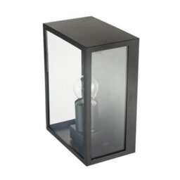 Happy Homewares Modern Exterior Flush Wall Light Lantern In Matte Black With Clear Glass Panels - thumbnail 4