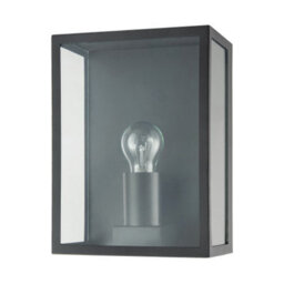 Happy Homewares Modern Exterior Flush Wall Light Lantern In Matte Black With Clear Glass Panels