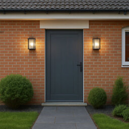 Happy Homewares Modern Exterior Flush Wall Light Lantern In Matte Black With Clear Glass Panels - thumbnail 6