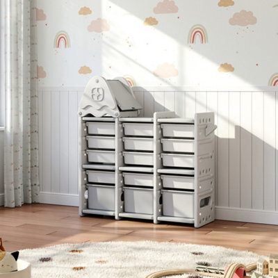 Thehotsale 5 Tier Toy Storage Organizer With 15 Pull Out Bins Kids Toy Organizers And Storage With Roof For Boys Girls - image 1
