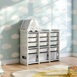 Thehotsale 5 Tier Toy Storage Organizer With 15 Pull Out Bins Kids Toy Organizers And Storage With Roof For Boys Girls - thumbnail 2