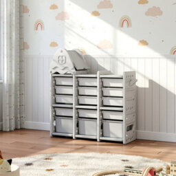 Thehotsale 5 Tier Toy Storage Organizer With 15 Pull Out Bins Kids Toy Organizers And Storage With Roof For Boys Girls - thumbnail 1