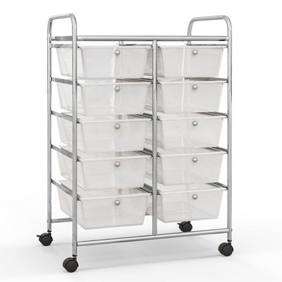 Costway 10 Drawers Storage Trolley Mobile Rolling Utility Cart Home Office Organizer - image 1