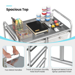 Costway 10 Drawers Storage Trolley Mobile Rolling Utility Cart Home Office Organizer - thumbnail 8