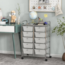 Costway 10 Drawers Storage Trolley Mobile Rolling Utility Cart Home Office Organizer - thumbnail 3