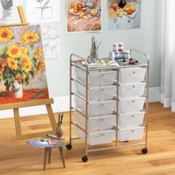 Costway 10 Drawers Storage Trolley Mobile Rolling Utility Cart Home Office Organizer - thumbnail 4