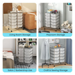 Costway 10 Drawers Storage Trolley Mobile Rolling Utility Cart Home Office Organizer - thumbnail 5