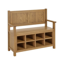 The Furniture Market Cotswold Rustic Smoked Oak Monks Hallway Bench With Shoe Storage - thumbnail 4