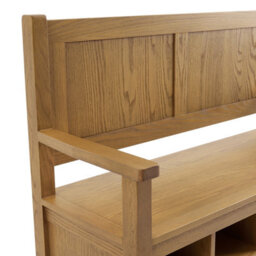 The Furniture Market Cotswold Rustic Smoked Oak Monks Hallway Bench With Shoe Storage - thumbnail 7