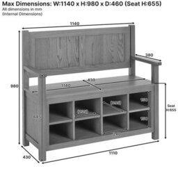 The Furniture Market Cotswold Rustic Smoked Oak Monks Hallway Bench With Shoe Storage - thumbnail 8
