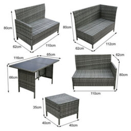 Thalia - Outdoor Corner Sofa Set In Grey Rattan. 8 Seater With  Polywood Table Top, Footstools & Weatherproof Cushions - thumbnail 5