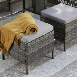 Thalia - Outdoor Corner Sofa Set In Grey Rattan. 8 Seater With  Polywood Table Top, Footstools & Weatherproof Cushions - thumbnail 4