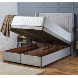 Bsspoke Divan Ottoman Bed Blue Plush Orthopaedic Mattress & 54Inch Winged Panel Headboard End Lift Up Storage In 4Ft 5Ft 6Ft - thumbnail 3