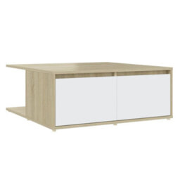 Berkfield Coffee Table White And Sonoma Oak 80X80X31 Cm Engineered Wood - thumbnail 2