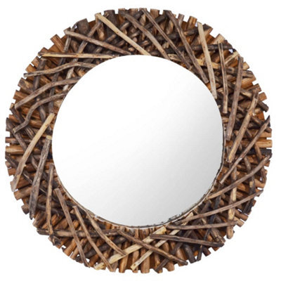 Berkfield Wall Mirror 60 Cm Teak Round - image 1