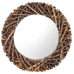 Berkfield Wall Mirror 60 Cm Teak Round - thumbnail 1
