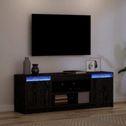 Berkfield Modern Tv Cabinet With Led In Black Oak, 139.5X34X50 Cm, Made Of Engineered Wood - thumbnail 5