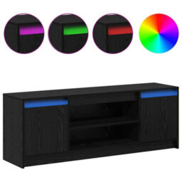 Berkfield Modern Tv Cabinet With Led In Black Oak, 139.5X34X50 Cm, Made Of Engineered Wood - thumbnail 4