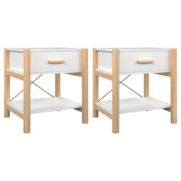 Berkfield Classic Bedside Tables 2Pcs White 42X38X45 Cm Engineered Wood - thumbnail 1