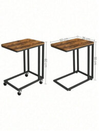 Vasagle End Table, Side Table, Coffee Table, With Steel Frame And Castors, Easy Assembly, Industrial,rustic Brown And Black - thumbnail 8