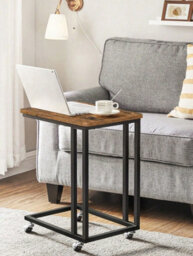 Vasagle End Table, Side Table, Coffee Table, With Steel Frame And Castors, Easy Assembly, Industrial,rustic Brown And Black - thumbnail 3