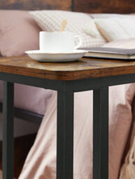 Vasagle End Table, Side Table, Coffee Table, With Steel Frame And Castors, Easy Assembly, Industrial,rustic Brown And Black - thumbnail 6