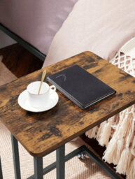 Vasagle End Table, Side Table, Coffee Table, With Steel Frame And Castors, Easy Assembly, Industrial,rustic Brown And Black - thumbnail 5