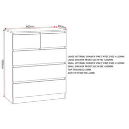 Seconique Malvern 3+2 Drawer Chest - Grey - thumbnail 8