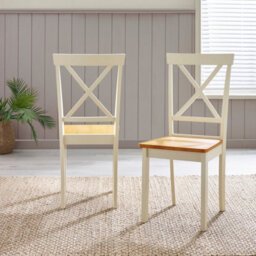 Furniturebox Set Of 2 - Millford Solid Wood Farmhouse Dining Chairs - Oak Effect Wood Cream Leg Dining Chairs - Kitchen Dining Room Chairs - thumbnail 2