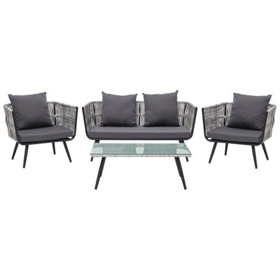 Beliani Garden Lounge Set With Table 4 Seater Ragusa Pe Rattan Grey - image 1