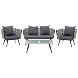 Beliani Garden Lounge Set With Table 4 Seater Ragusa Pe Rattan Grey - thumbnail 1