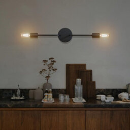 Vintage 2 Way Black Ceiling Or Wall Light Dual Bulb Vertical Wall Sconce Metal Industrial  Wall Lamp For Living Room - thumbnail 3