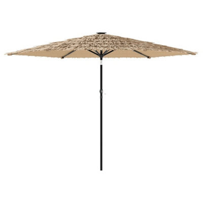 Berkfield Durable Garden Parasol With Leds And Steel Pole Brown 288X288X225 Cm