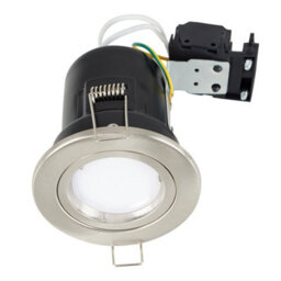 Valuelights Fired Rated Die Cast Twist & Lock Brushed Chrome Gu10 Ceiling Downlight - Complete With A 5W Gu10 Warm White Led Bulb